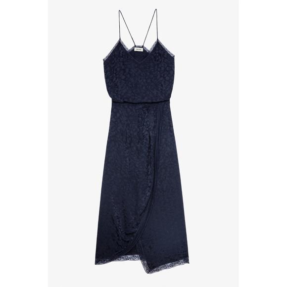 NEW ZADIG & VOLTAIRE women's rixi jac leo dress in encre - Picture 1 of 3